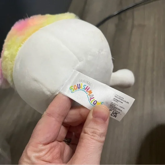 Squishmallow Zaylee 8” Big Foot Yeti White Plush Rainbow Hair Pigtails - Picture 3 of 5